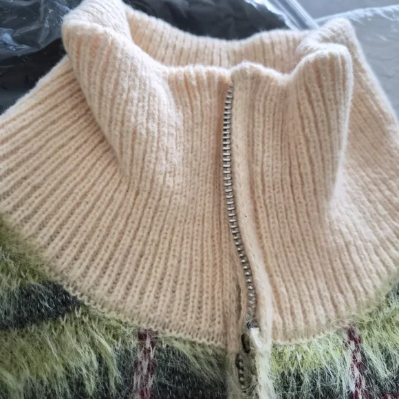 Fuzzy Knitted Mock Neck Cardigan ▪︎ Multi Color ▪︎ MD - Picture 11 of 13